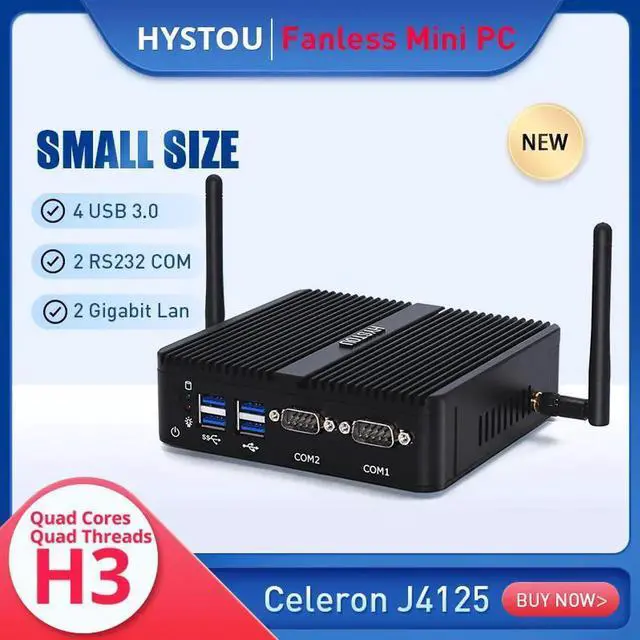 Alt view image 3 of 5 - Fanless Mini PC Celeron J4105 DDR4 Windows Linux dual LAN HD VGA 2*rs232 Mini server pc WIFI