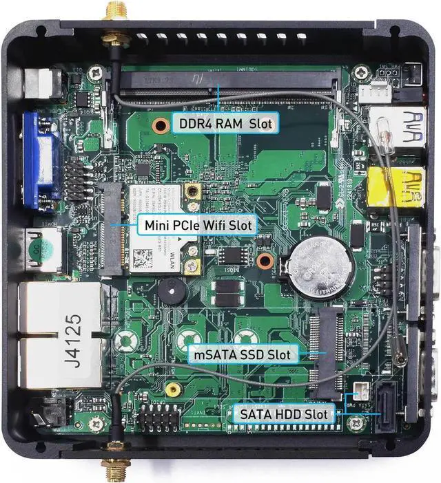 Alt view image 2 of 5 - Fanless Mini PC Celeron J4105 DDR4 Windows Linux dual LAN HD VGA 2*rs232 Mini server pc WIFI