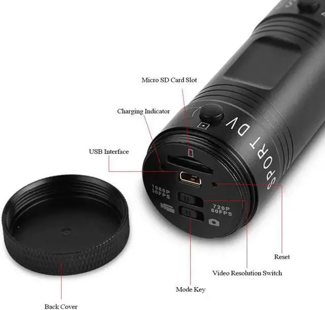 Alt view image 5 of 5 - 2019 Hot Mini F9 HD Sports Camera Bike Motorcycle Helmet Sports Action Camera Video DV Full HD 1080p Sports Camera