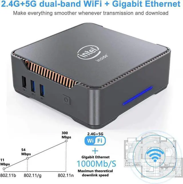 Alt view image 5 of 5 - Windows10 Pro Mini PC Gemini Lake J4125 8GB RAM 1TB SSD Gaming PC 2.4G5G WiFi 1000M Mini Computer VS Beelink GEMINI M