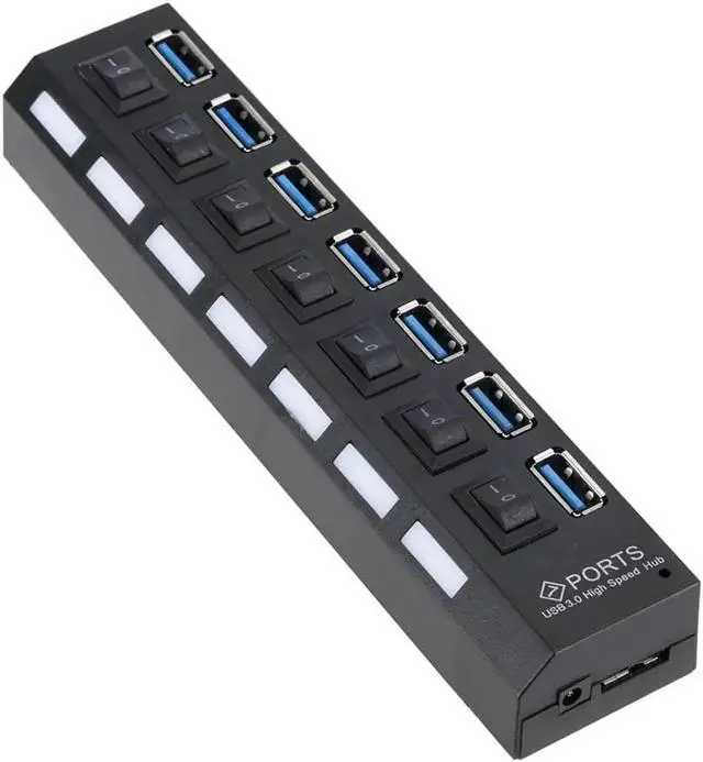 Alt view image 4 of 5 - USB Hub 3.0 USB Splitter USB 3.0 Hub Adapter Portable USB3.0 7 Ports HUB With ON/OFF Switch For PC Computer Accessories