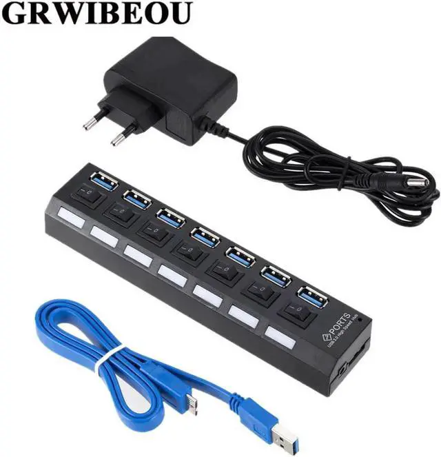 Main image of USB Hub 3.0 USB Splitter USB 3.0 Hub Adapter Portable USB3.0 7 Ports HUB With ON/OFF Switch For PC Computer Accessories