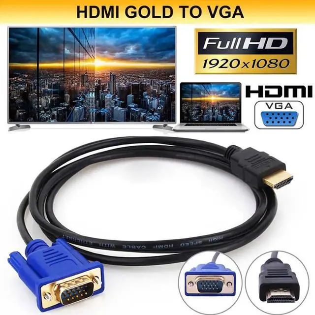 Main image of 1.8m HDMI to 15Pin VGA Cable 1080P Video Adapter Male to Male Cord for HDTV Projector Display