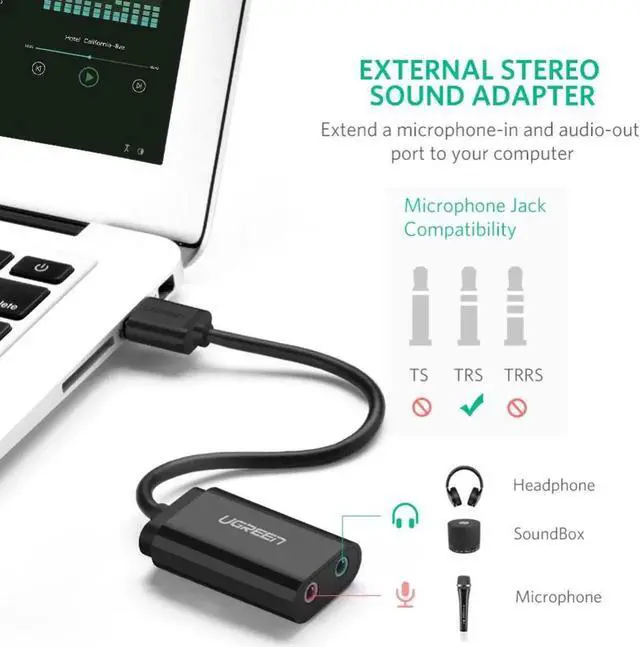 Alt view image 3 of 5 - Sound Card External 3.5mm USB Adapter USB to Microphone Speaker Audio Interface for PS4 Pro Computer USB Sound Card
