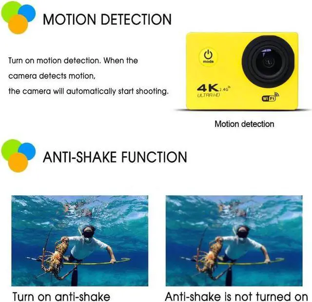 Alt view image 5 of 5 - HD 4K Action Camera wifi Camcorders 16MP 170 go cam 4 K deportiva 2 inch f60 Waterproof Sport Camera pro 1080P 60fps cam