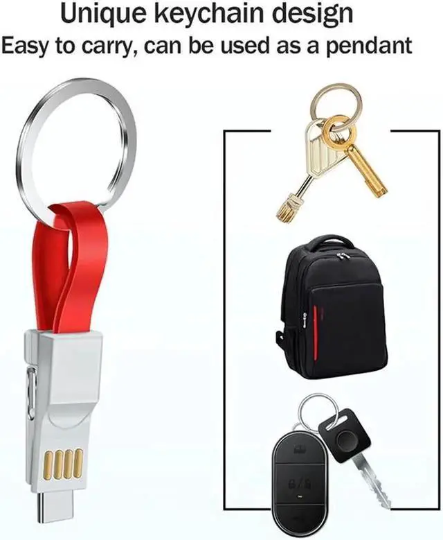 Alt view image 5 of 5 - 3 in 1 Multi USB keychain Cable Portable Micro USB Type C Charger Short Cable For Android Phone USBC Mini Cable