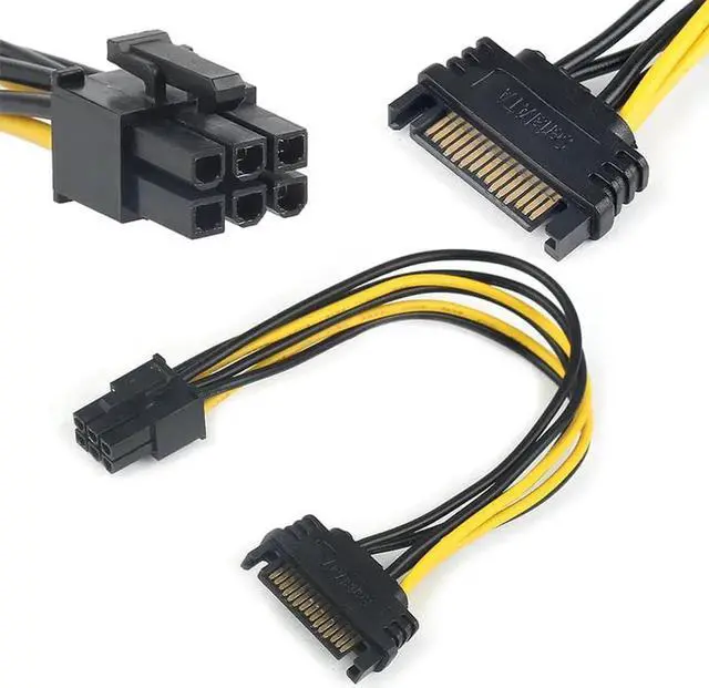 Alt view image 5 of 5 - Express 15 Pin to 6 Pin SATA Power Video Card Supply Adapter Cable 20cm 20 cm SATA -E Card Power Adapter Cable 15 Pin Fem