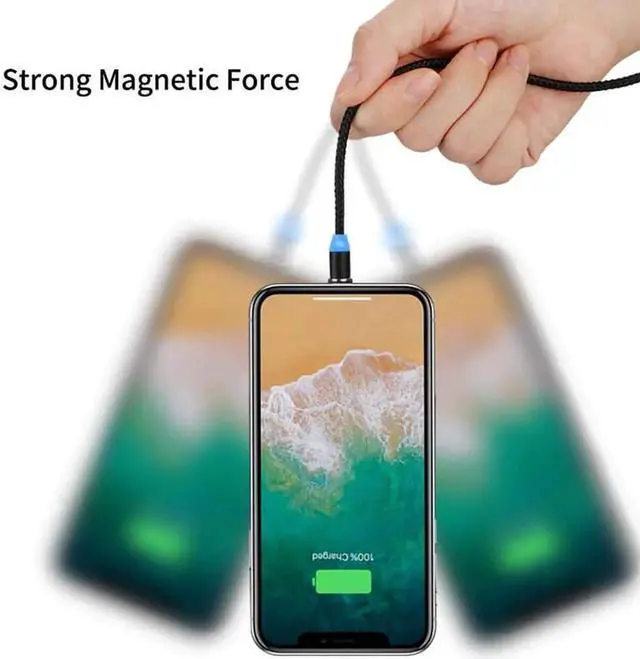 Alt view image 3 of 5 - 1M LED Magnetic Micro USB Cable For iPhone 6 7 8 X XR XS Type C Cable For LG Charging Charge Adapter