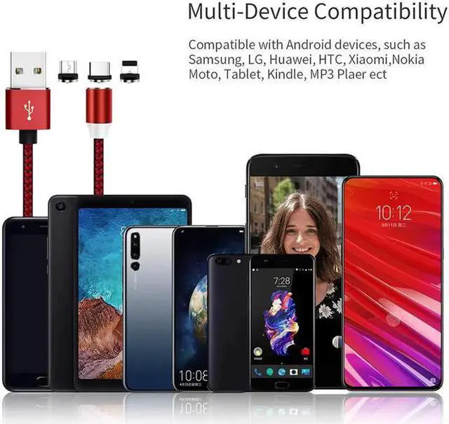 Alt view image 5 of 5 - 1M LED Magnetic Micro USB Cable For iPhone 6 7 8 X XR XS Type C Cable For LG Charging Charge Adapter