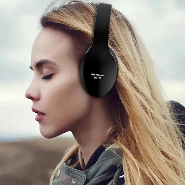 Alt view image 2 of 5 - Headphones Bluetooth Headset Over Ear Stereo Bass Earphone Foldable Adjustable Gaming Earphones With Mic For PC Phone