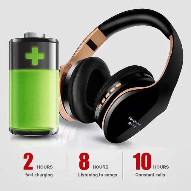 Alt view image 5 of 5 - Headphones Bluetooth Headset Over Ear Stereo Bass Earphone Foldable Adjustable Gaming Earphones With Mic For PC Phone