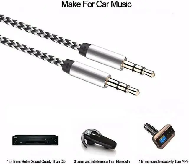 Alt view image 5 of 5 - 1m Nylon AUX Cable Jack 3.5mm Audio Cable 3.5 mm Jack Speaker Cable for iphone 6s Headphones Car redmi 5 plus AUX Cord