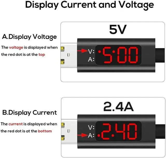 Alt view image 2 of 5 - USB Type C Cable Voltage and Current Intelligent Display Sync Cord For Galaxy Mi Fast Charging cable