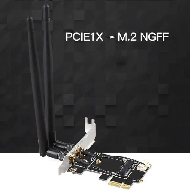 Alt view image 4 of 5 - Wireless Card to pciE-1X to NGFF-Ekey PCIE Laptop Pc WIFI WLAN Card Adapter Dual Antenna Adapter Board