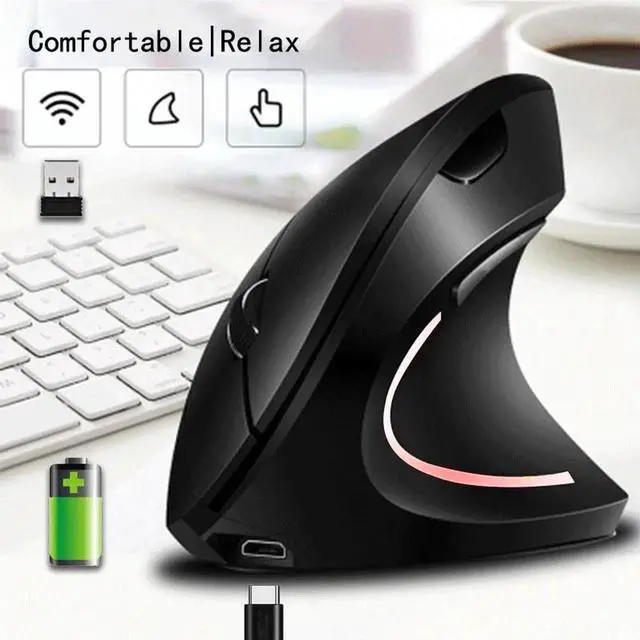 Main image of Vertical Wireless Mouse 2.4 GHz Wireless Gaming Mouse 6 Buttons 1600 DPI mice Ergonomic for PC Laptop Office Rechargeable