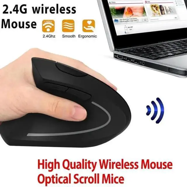 Alt view image 5 of 5 - Vertical Wireless Mouse 2.4 GHz Wireless Gaming Mouse 6 Buttons 1600 DPI mice Ergonomic for PC Laptop Office Rechargeable