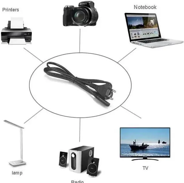 Alt view image 3 of 5 - 2 Pin Prong EU Cable Power Supply Cord Console Cord C7 Cable Figure 8 Power Cable For Power Supply XBOX PS4 Laptop