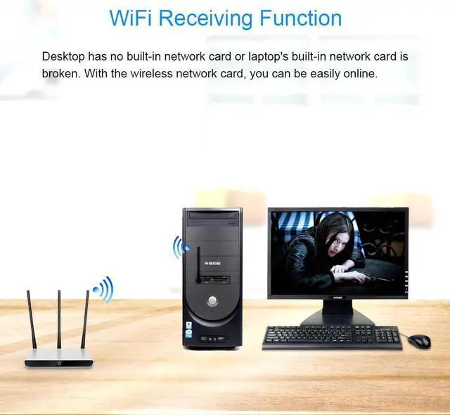 Alt view image 5 of 5 - 150Mbps USB WiFi Adapter 150M Mini Wireless Network Card LAN Wi-Fi Receiver Wi Fi Antenna 802.11 b/g/n for Desktop Laptop
