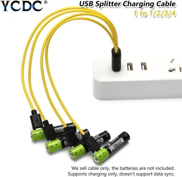 Alt view image 4 of 5 - 4 in 1 Multi-function 25cm Rechargeable Battery Charging Cable 4 Micro USB Charging Cable for 18650 Battery for Android