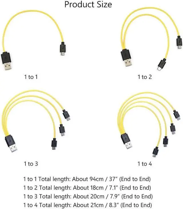 Alt view image 2 of 5 - 4 in 1 Multi-function 25cm Rechargeable Battery Charging Cable 4 Micro USB Charging Cable for 18650 Battery for Android