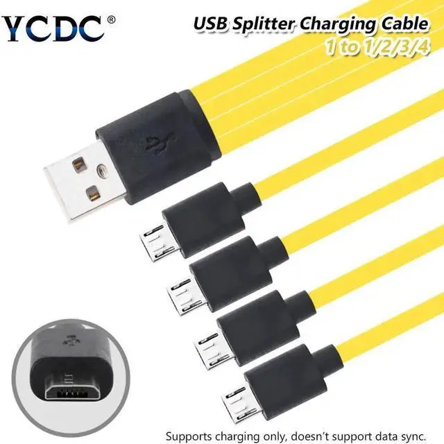 Main image of 4 in 1 Multi-function 25cm Rechargeable Battery Charging Cable 4 Micro USB Charging Cable for 18650 Battery for Android