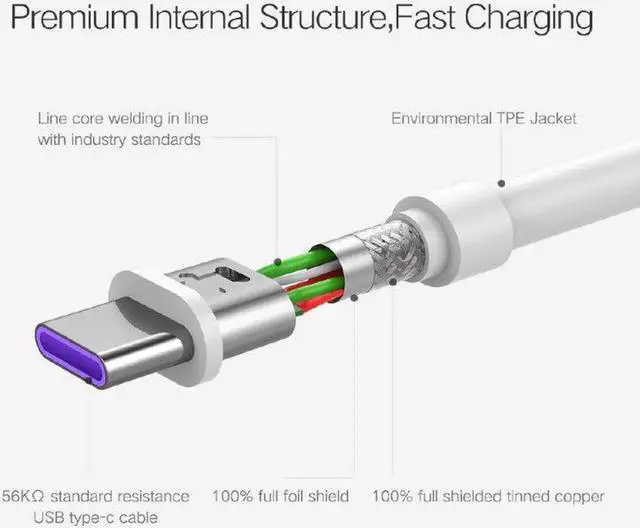 Alt view image 4 of 5 - C USB C Cable For P30 S9 USB-C Fast Charge Cord Wire Android Phone Cables For Mi 6 8 9