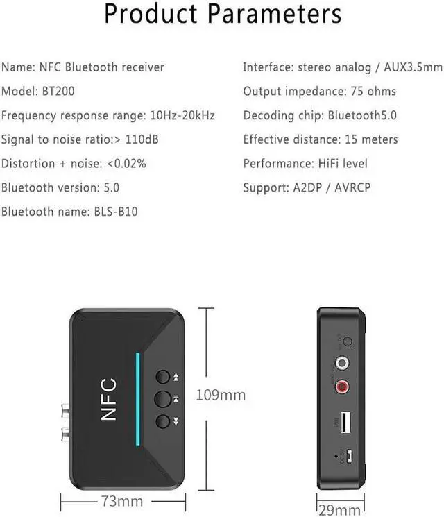 Alt view image 5 of 5 - 1PC Newest Wireless NFC Bluetooth 5.0 Receiver APTX HD DAC Wireless Digital Audio Adapter Low Latency SPDIF Coaxial RCA Output