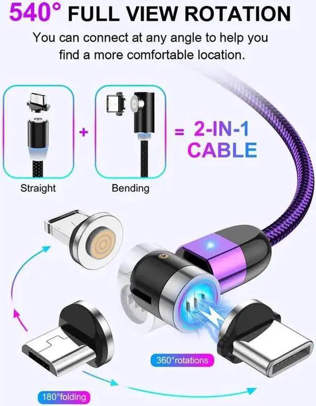 Alt view image 2 of 5 - Magnetic Cable Micro USB Type C Charger Cable For iPhone 11 3A Fast Charging Magnet Charge 2020 NEW Charging Wire
