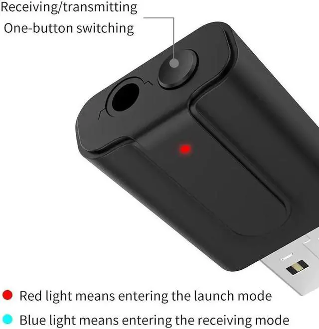 Alt view image 2 of 5 - Bluetooth 5.0 Audio Receiver Transmitter 2In1 RCA 3.5mm AUX Jack Hifi Stereo USB Wireless Adapter For TV PC Car Kit MP3