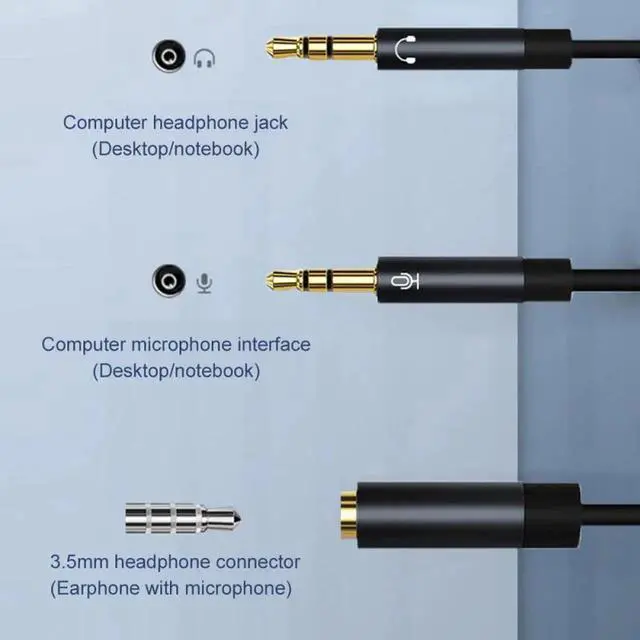 Alt view image 4 of 5 - 3.5mm Headphone Jack Splitter Female To 2 Male Mic Audio Y Splitter Cable Headset To PC Adapter Aux Cable For IPhone