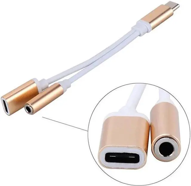 Alt view image 5 of 5 - Phone Converters Type C to 3.5 mm and Charger 2 in1 Headphone Audio Jack USB C Cable Adapter Converters For
