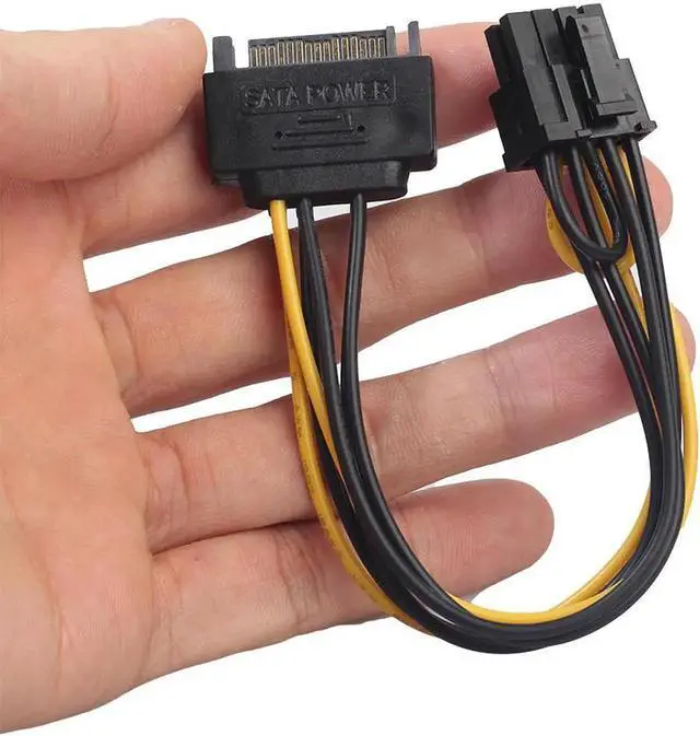 Alt view image 3 of 5 - 15Pin SATA Male To 8pin(6+2) PCI-E Male Video Card Power Supply Adapter Cable 15cm Power Cable