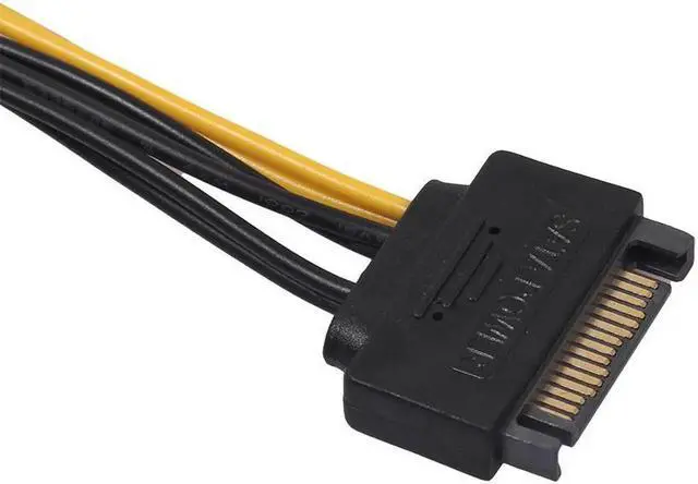 Alt view image 5 of 5 - 15Pin SATA Male To 8pin(6+2) PCI-E Male Video Card Power Supply Adapter Cable 15cm Power Cable