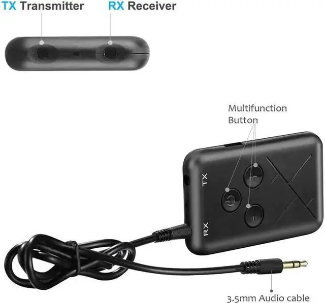 Alt view image 2 of 5 - 2 in 1 Wireless Bluetooth 4.2 Adapter Stereo Audio Transmitter Receiver Music MP3 TX RX Adapter For TV Car Speaker Computer