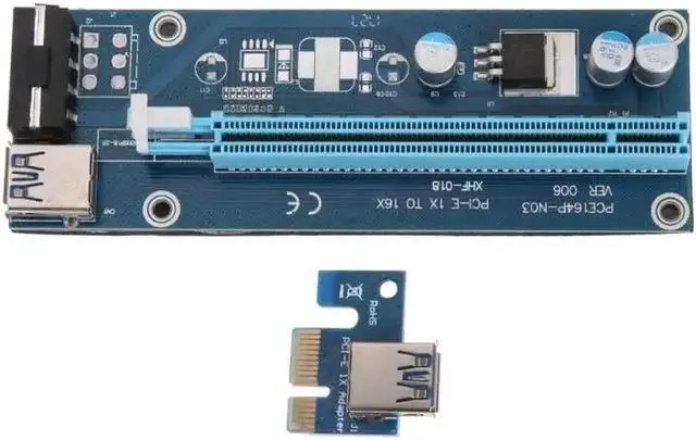 Alt view image 3 of 5 - 60cm PCI-E Riser Card 1X PCI Express to 16X USB 3.0 Extender Graphic Card Adapter 15Pin SATA to 4Pin Power Cable for BTC Mining