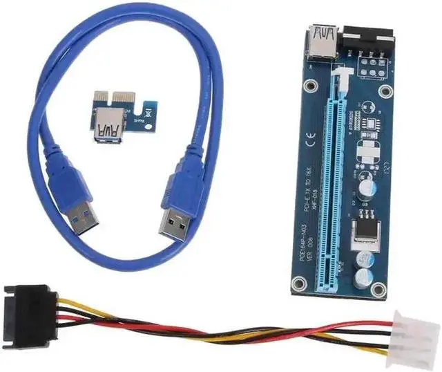 Main image of 60cm PCI-E Riser Card 1X PCI Express to 16X USB 3.0 Extender Graphic Card Adapter 15Pin SATA to 4Pin Power Cable for BTC Mining