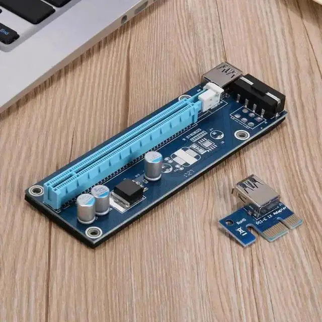 Alt view image 4 of 5 - 60cm PCI-E Riser Card 1X PCI Express to 16X USB 3.0 Extender Graphic Card Adapter 15Pin SATA to 4Pin Power Cable for BTC Mining