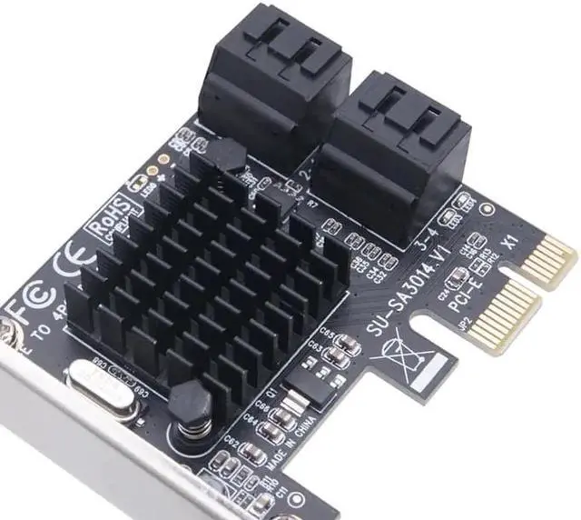 Alt view image 5 of 5 - Express E Sata Controller 4 Port 6G -E to SATA3.0 Expansion Miner Adapter Card SSD IPFS Mining Controller Adapter Card