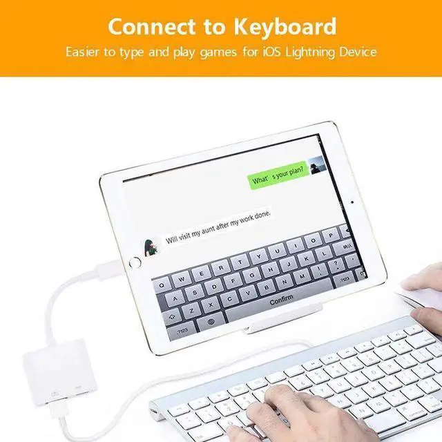 Alt view image 4 of 5 - For Lighting to USB 3 Camera Adapter For iPad iPhone USB Flash Drive U Disk Card Reader Mouse Keyboard Converter OTG Cable