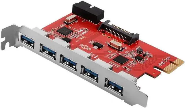 Alt view image 3 of 5 - 5 Ports USB 3.0 Hub PCI E Add On Card Controller SATA 3 PCIE SATA3 PCIE/PCI-E SATA Card/Expansion/Multiplier PCI Express SATA