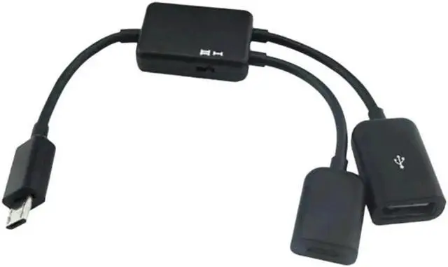 Alt view image 3 of 5 - 2 In 1 Keyboard Splitter Adapter Cable Multifunction 0.2 M Micro USB TV Charge Durable Black OTG Transfer