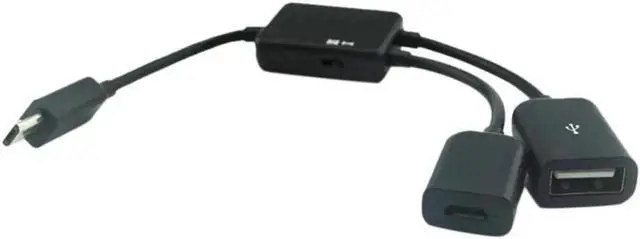 Alt view image 4 of 5 - 2 In 1 Keyboard Splitter Adapter Cable Multifunction 0.2 M Micro USB TV Charge Durable Black OTG Transfer