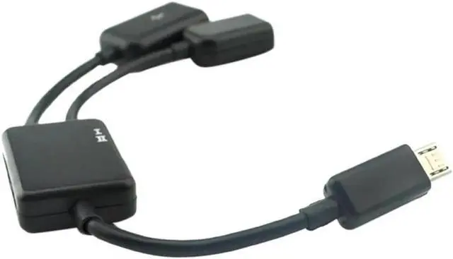 Alt view image 2 of 5 - 2 In 1 Keyboard Splitter Adapter Cable Multifunction 0.2 M Micro USB TV Charge Durable Black OTG Transfer