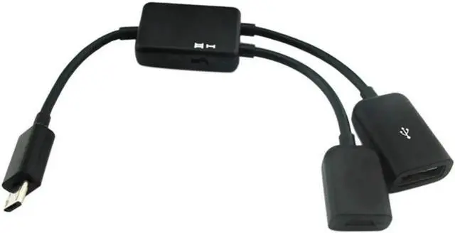 Alt view image 5 of 5 - 2 In 1 Keyboard Splitter Adapter Cable Multifunction 0.2 M Micro USB TV Charge Durable Black OTG Transfer