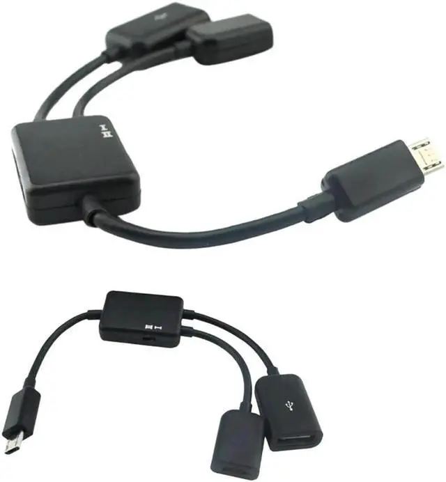 Main image of 2 In 1 Keyboard Splitter Adapter Cable Multifunction 0.2 M Micro USB TV Charge Durable Black OTG Transfer