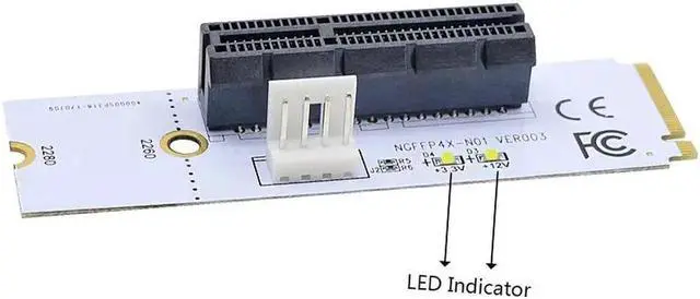 Alt view image 2 of 5 - to PCI-E 4X Riser Card M2 Key M to PCIe X4 Adapter with LED Voltage indicator NGFF riser for NVMe for Bitcoin Miner Mining