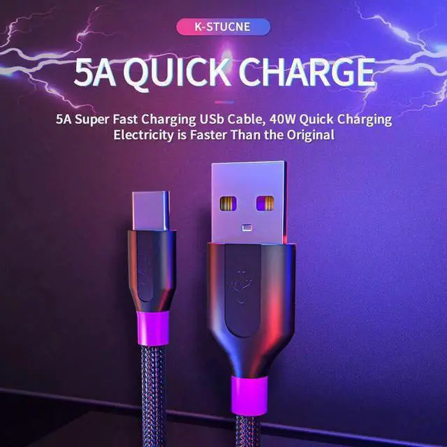 Alt view image 4 of 5 - 5A USB Type C Cable For P40 Mate P30 Pro Supercharge Quick Charge 3.0 For Poco F2 Pro Fast Charging Charger Wire