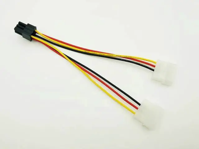 Alt view image 5 of 5 - 5pcs/lot Dual 4 Pin to 6 Pin Molex PCI-E External Graphics Card Power Cable Converter Adapter High Quality for BTC Miner Mining