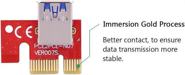Alt view image 2 of 5 - VER007 PCI-E Riser Card 007S PCI Express PCIE 1X 16X Adapter 60CM 100CM USB 3.0 Cable SATA Power for Bitcoin Mining Miner