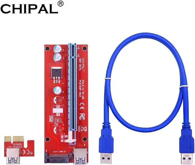 Main image of VER007 PCI-E Riser Card 007S PCI Express PCIE 1X 16X Adapter 60CM 100CM USB 3.0 Cable SATA Power for Bitcoin Mining Miner